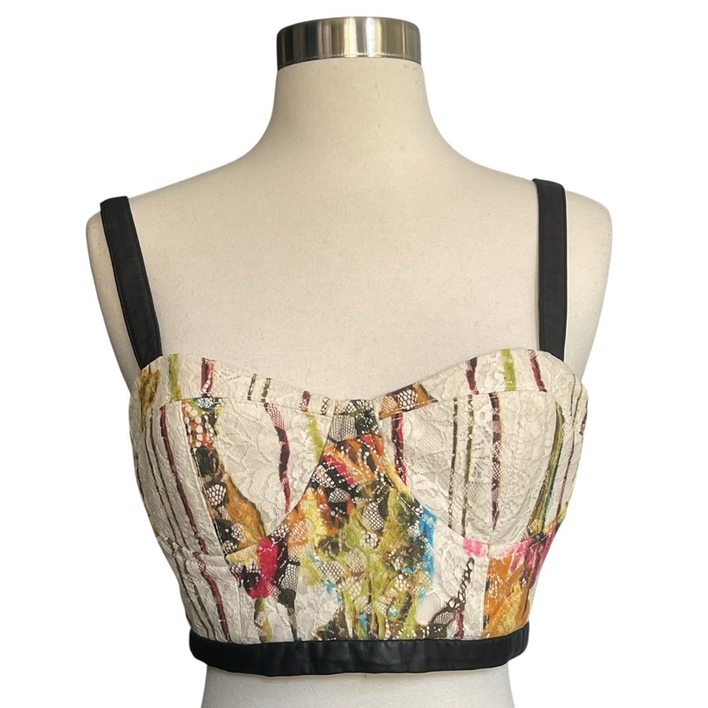 Alice + Olivia “Sveva” Floral Lace Bustier Cut-out Maxi Dress W/Leather Straps 8 - Picture 5 of 16
